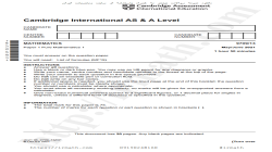 Cambridge International AS and A Level Mathematics May June 2021 9709-3 With Mark Scheme