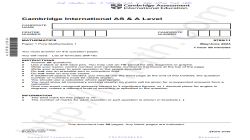  Cambridge International AS and A Level Mathematics May June 2023 9709-1 With Solution